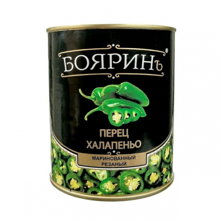 Перец Халапеньо Бояринъ Маринованный Резаный 850мл Сух. Вес 430г ж/б