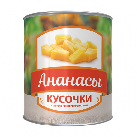 Ананасы Кусочки в Сиропе Вьетнам 3,1л Сух. Вес 1,6кг ж/б