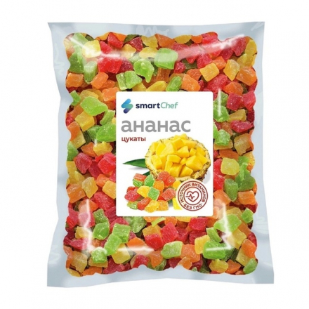 Цукаты ананас кубики 8*10 мм Smart Chef 0,5 кг